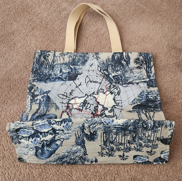 AUTHENTIC Christian Dior Around The World Beach Straw Tote - Picture 2 of 7